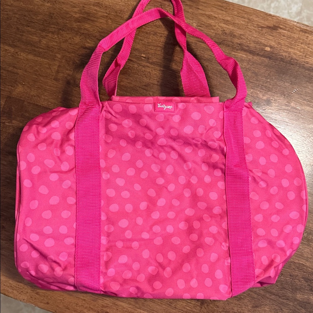 Thirty One Pink Polka Dot Duffel Bag